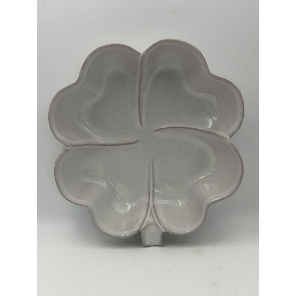 Frankoma Pottery #223 Shamrock Four Leaf Clover Bowl Candy Nut Dish White